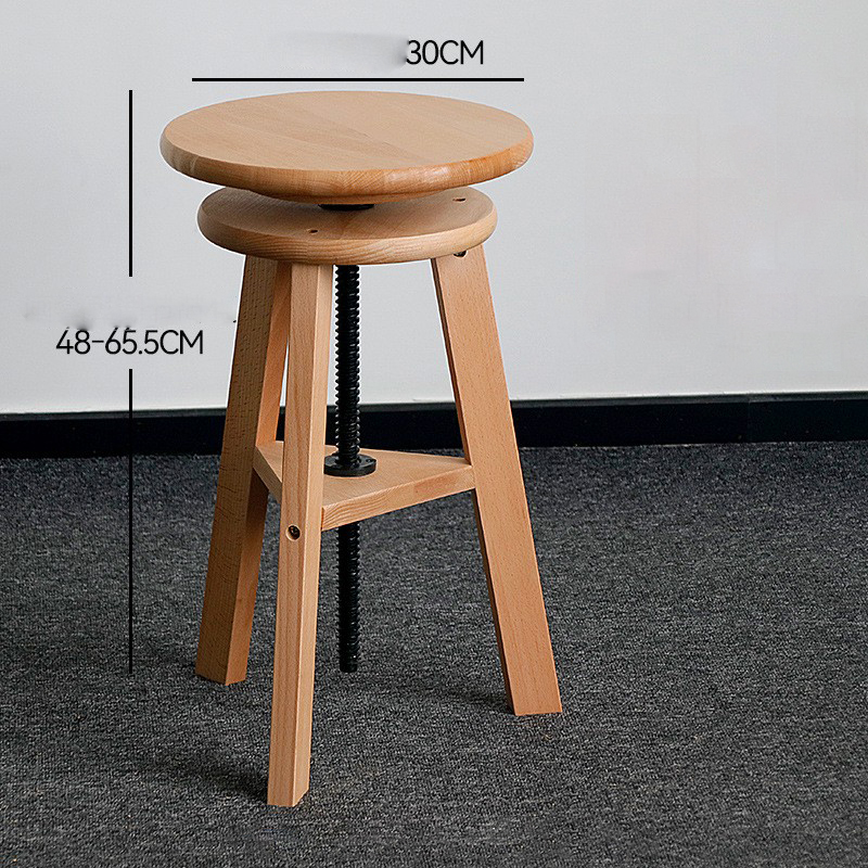 Round face stool [solid wood]]