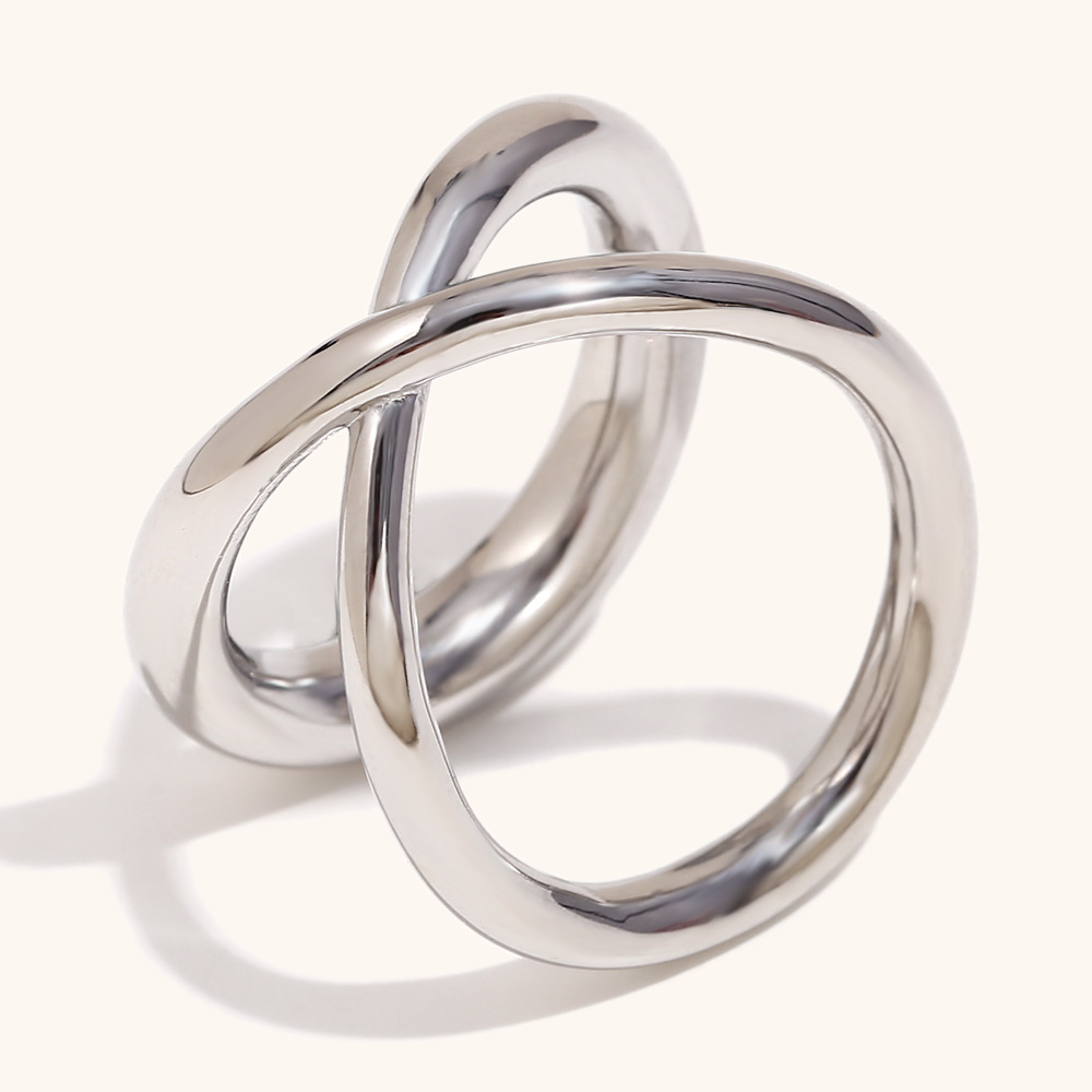 Cross line double layer ring-steel color No. 6