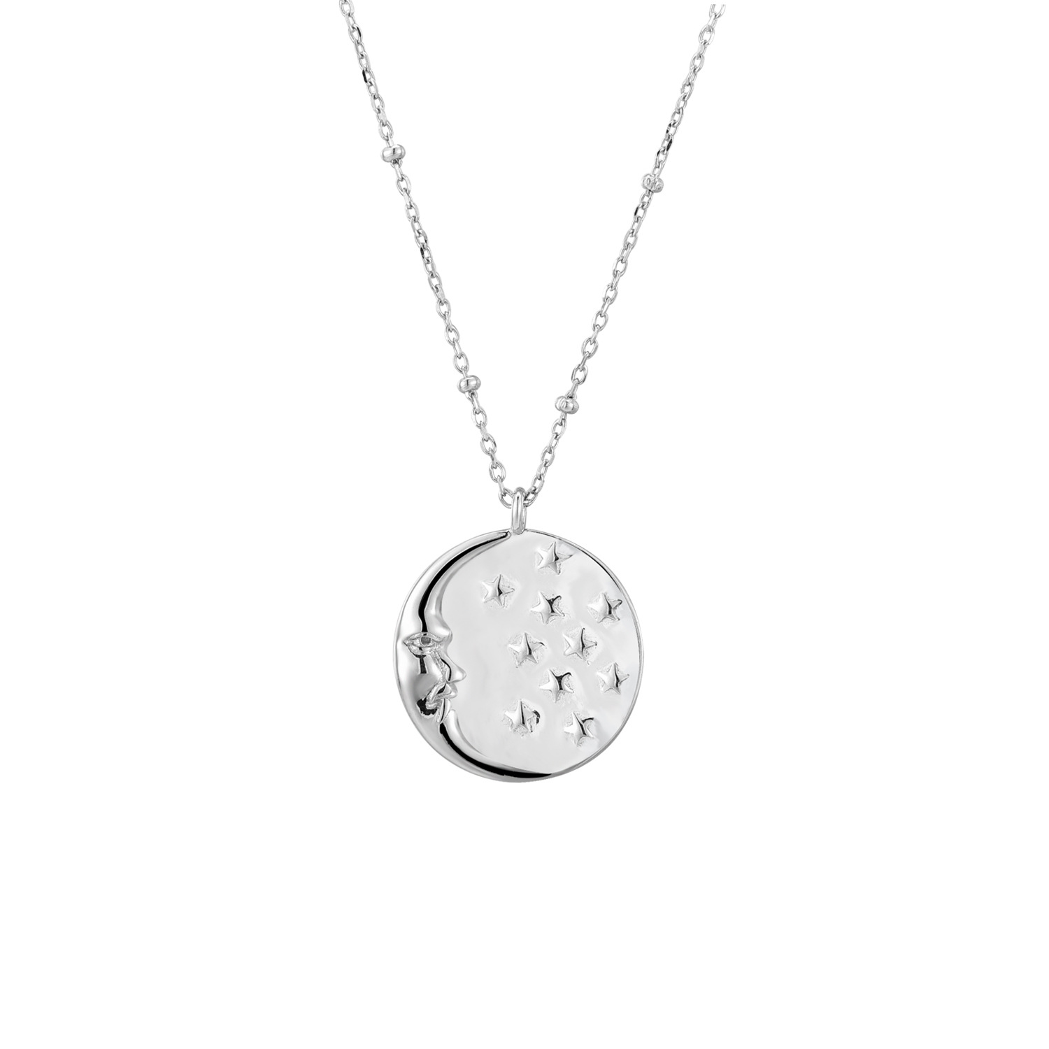 1:White Gold Star moon necklace