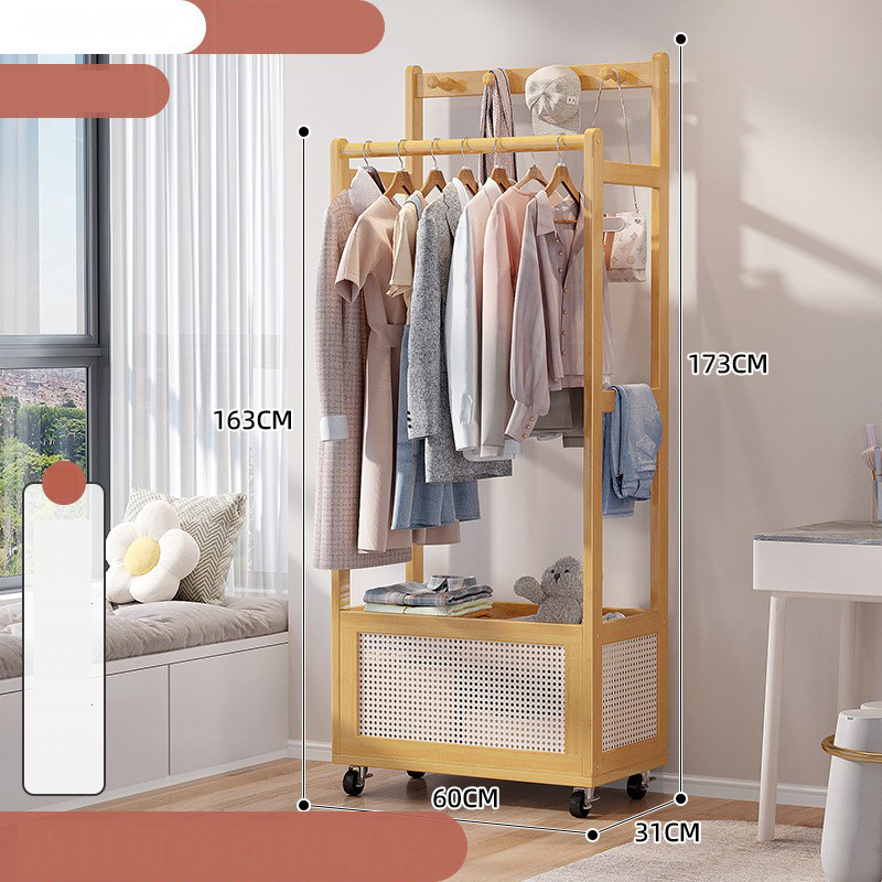 60 types of mobile storage double pole coat racks [log color]