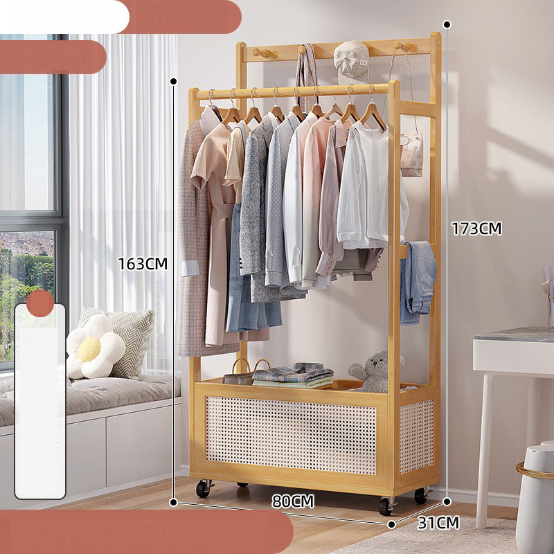 80 types of mobile storage double pole coat racks [log color]