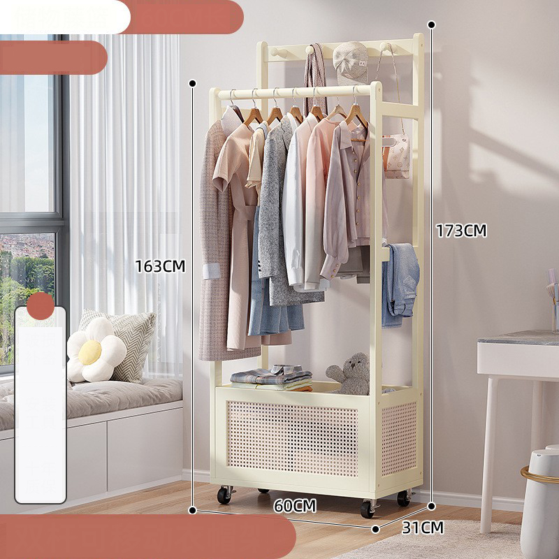 60 types of mobile storage double pole coat racks [milk white]