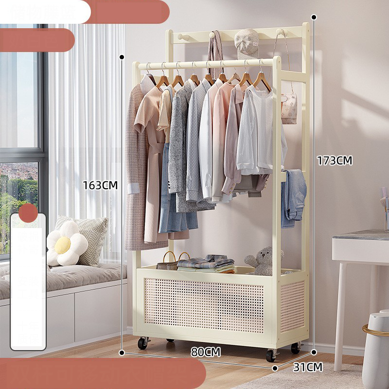 80 types of mobile storage double pole coat racks [milk white]