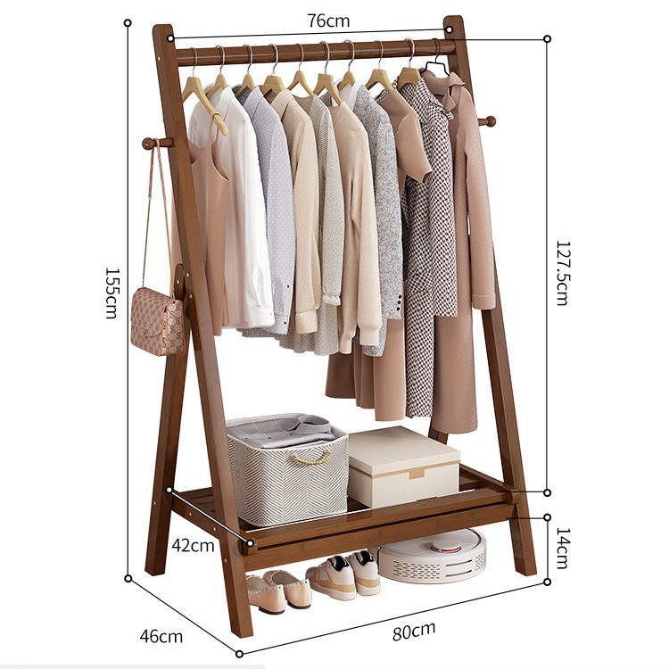 80 foldable coat rack [walnut color]]