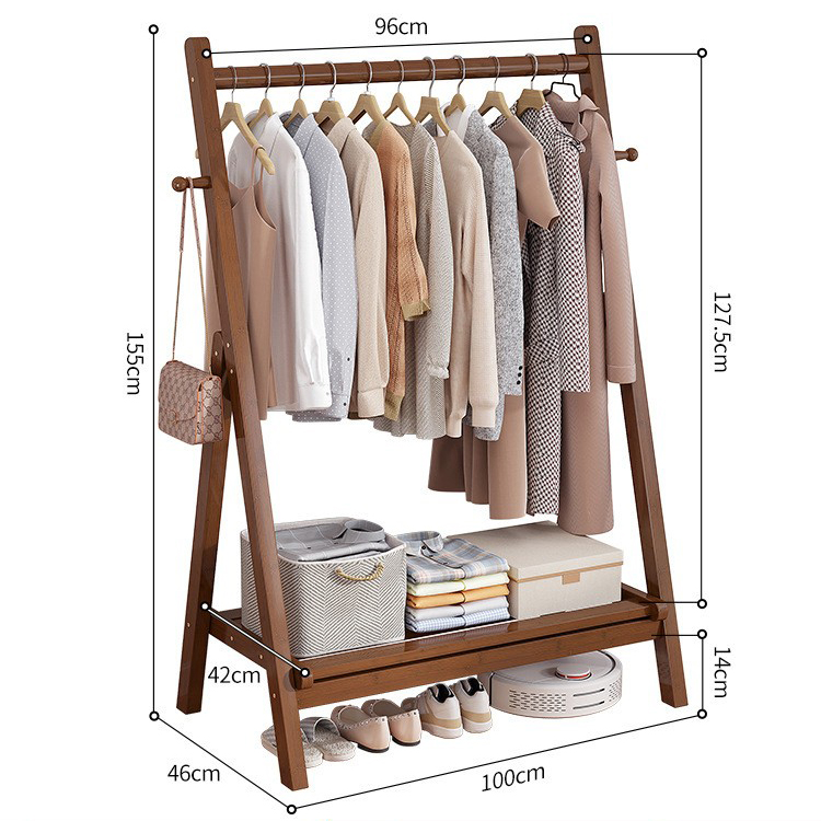 100 foldable coat rack [walnut color]]