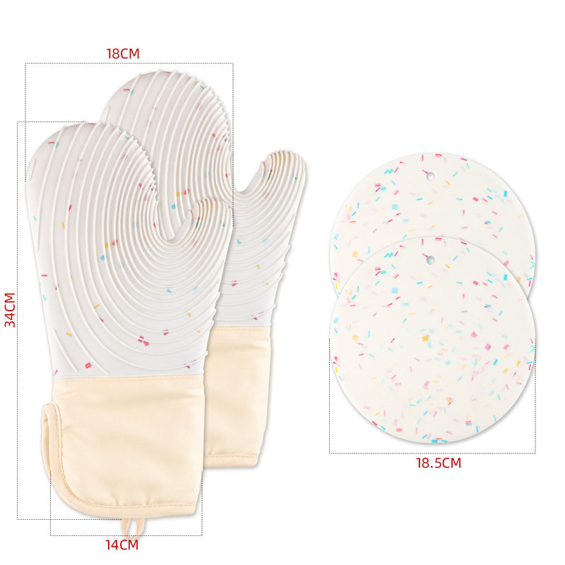 2 candy white beveled thread gloves and 2 candy round pads