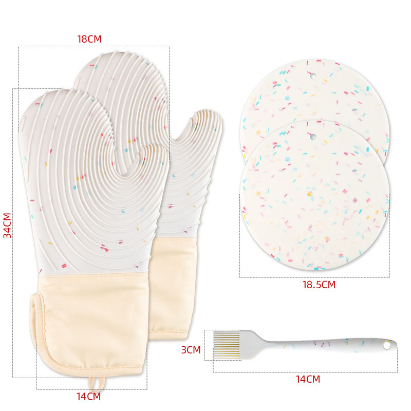 2 candy white beveled thread gloves and 2 candy round pads and 1 oil brush