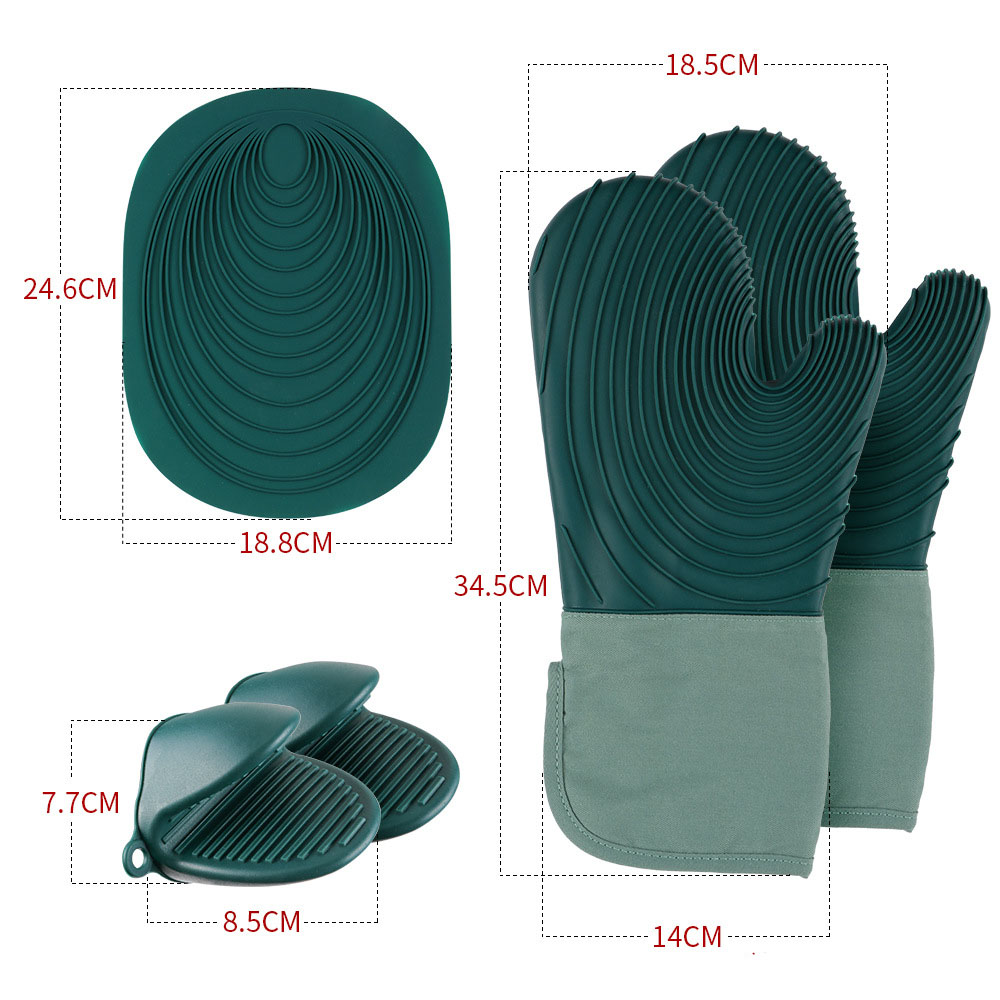 2 dark green miter gloves and 2 shark hand clip and silicone thread pad