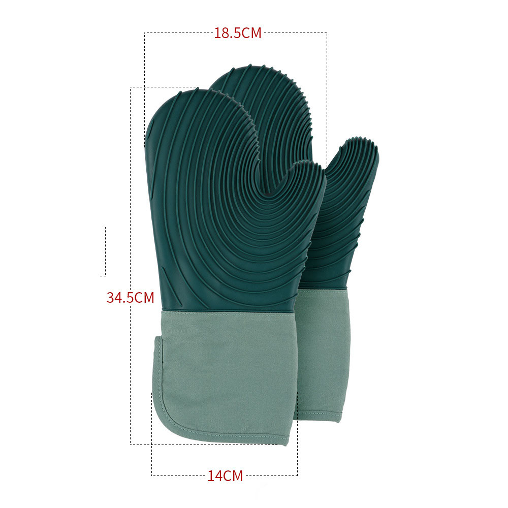 2 dark green beveled threaded gloves