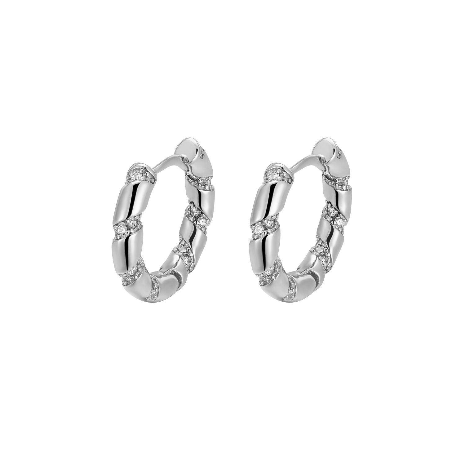 1:White Gold Circle Diamond Earrings