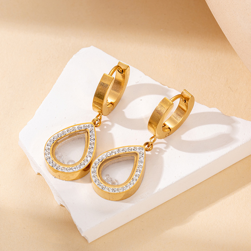 4:Water drop hoop diamond earrings