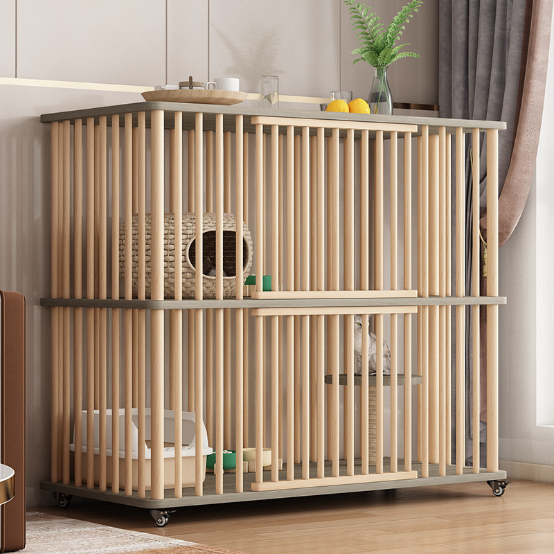 Square cat cage double Gray