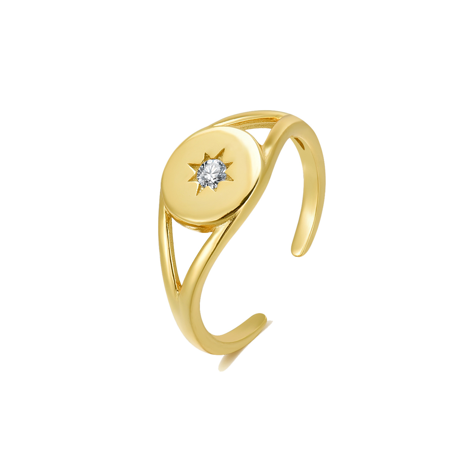 2:Gold Eight Mans Star Diamond Ring