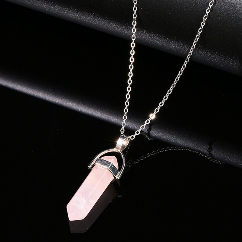 Natural rose quartz necklace Beads  8mm, pendant 8