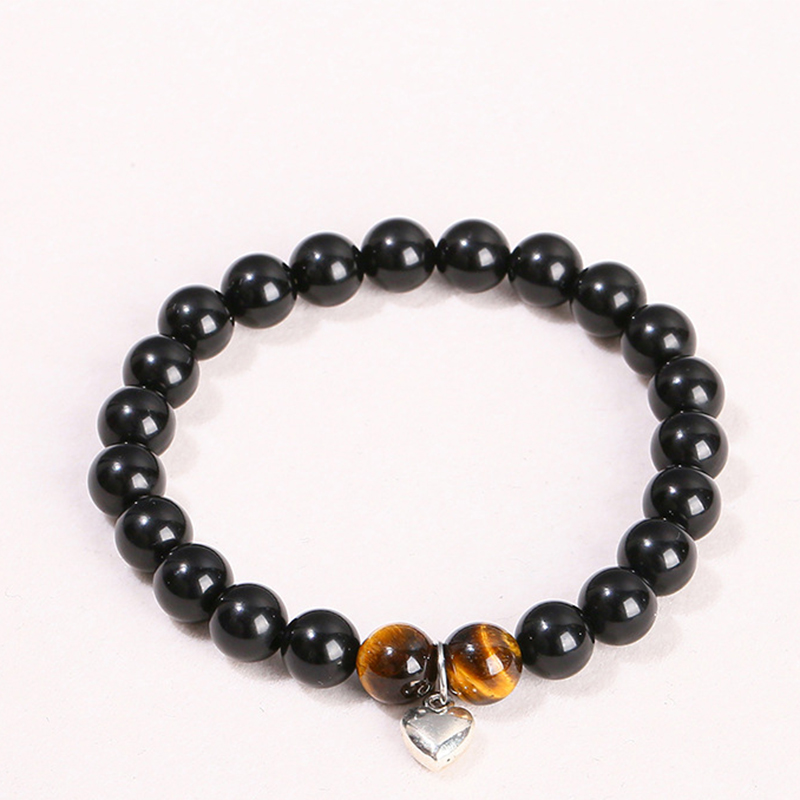 7a natural black agate yellow tiger eye stone love