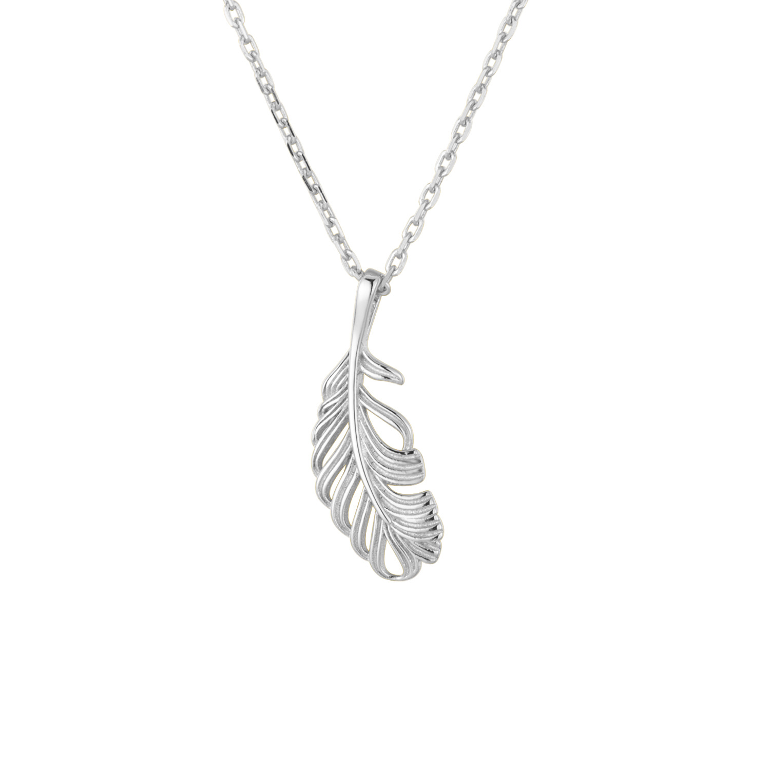 1:White gold feather necklace