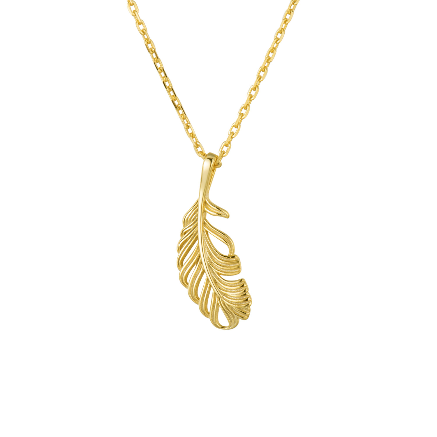 2:18K Gold Feather Necklace