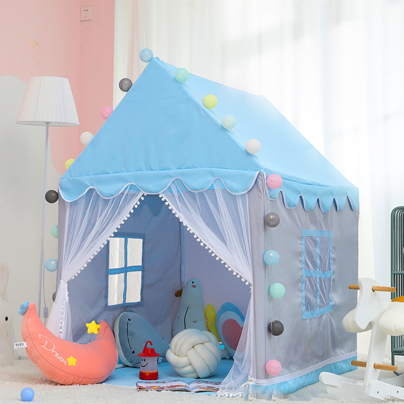 Blue House (pvc rod)   cotton ball lamp