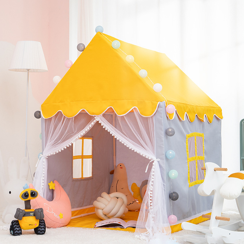 Yellow House (pvc rod)   cotton ball lamp