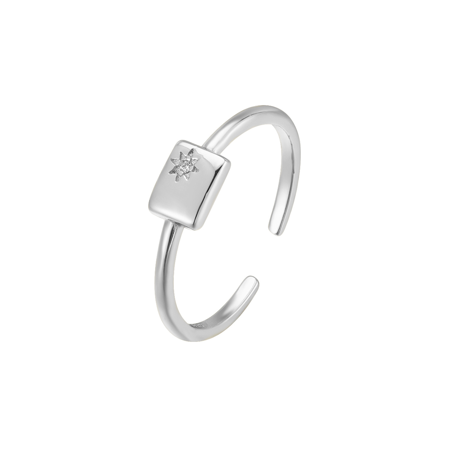 1:White gold square eight Mans star ring