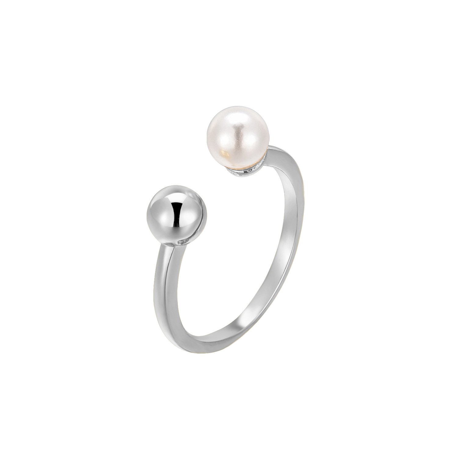 1:White Gold Bead Bead Ring