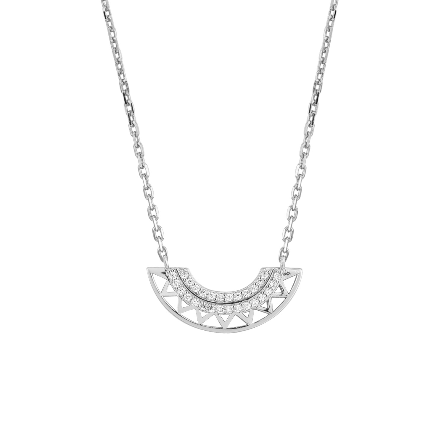 1:White Gold Fan Necklace