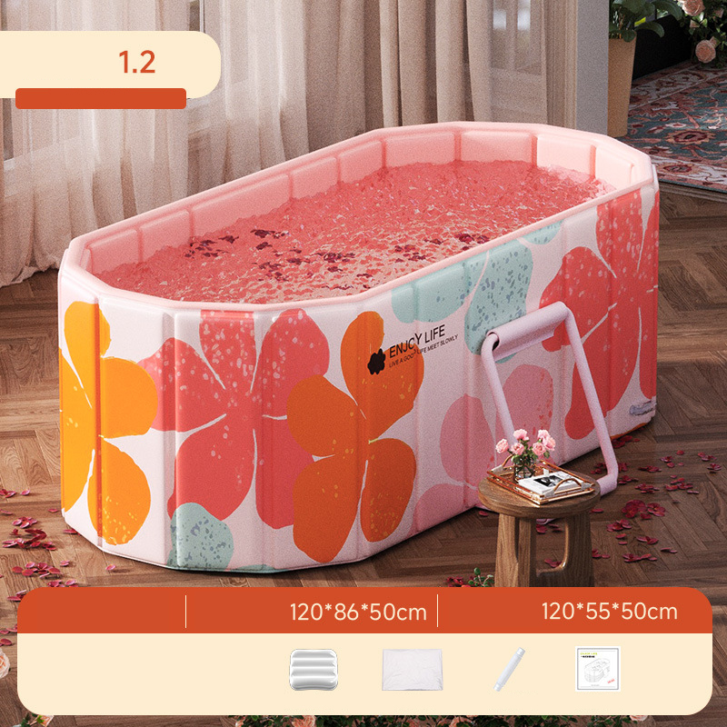 1.2m flower sea red plate folding bathtub-ordinary style [warm heart introduction package]