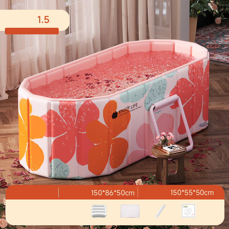 1.5m flower sea red plate folding bathtub-ordinary style [warm heart introduction package]