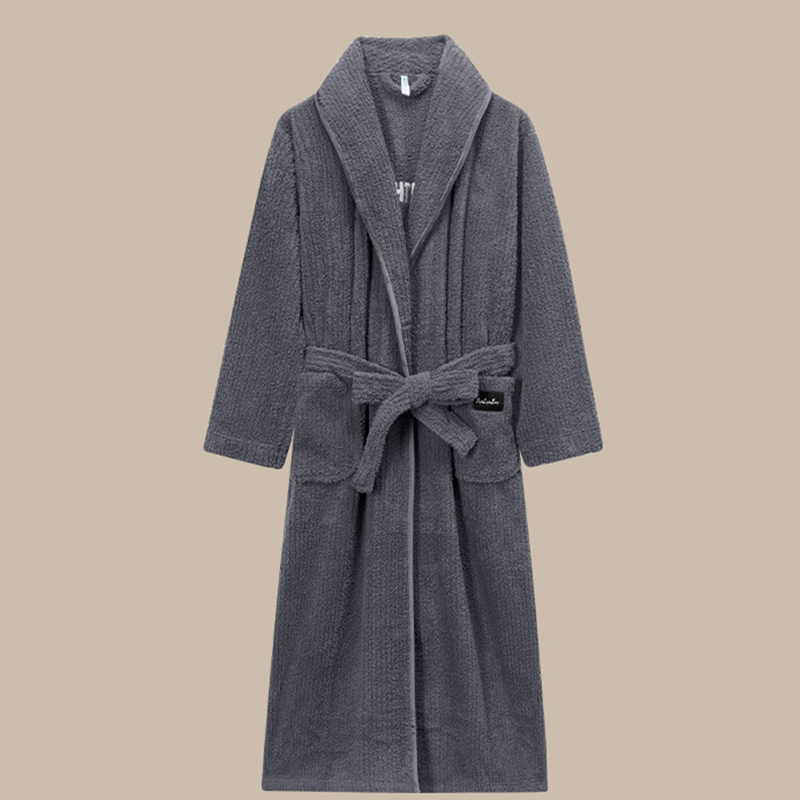 Men's model-dark gray bathrobe