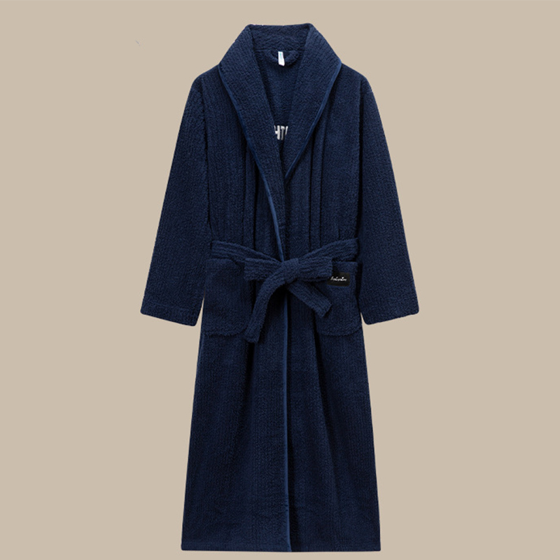 Men's style-navy blue bathrobe