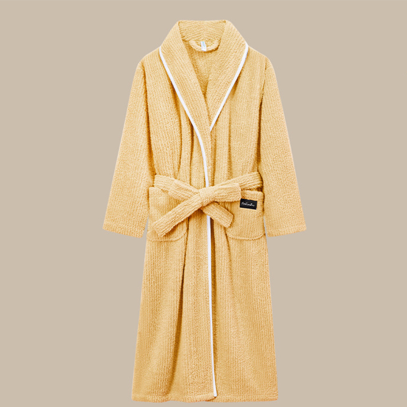 Women's model-bright yellow bathrobe