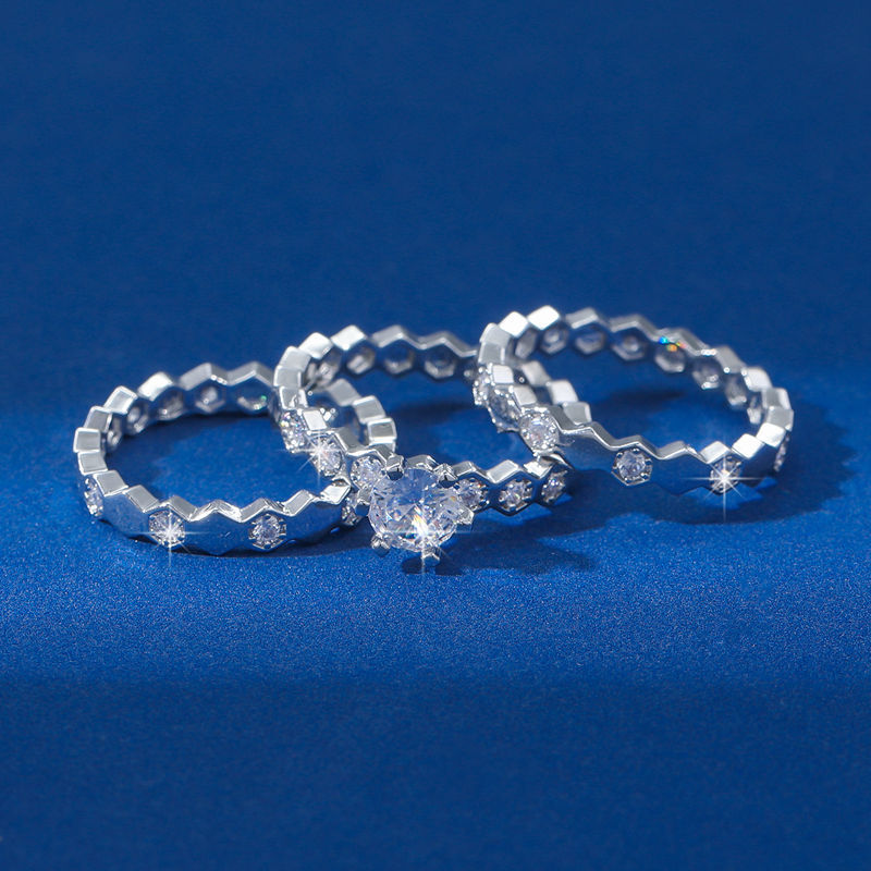 【hs】#One half circle diamond pair ring No. 6