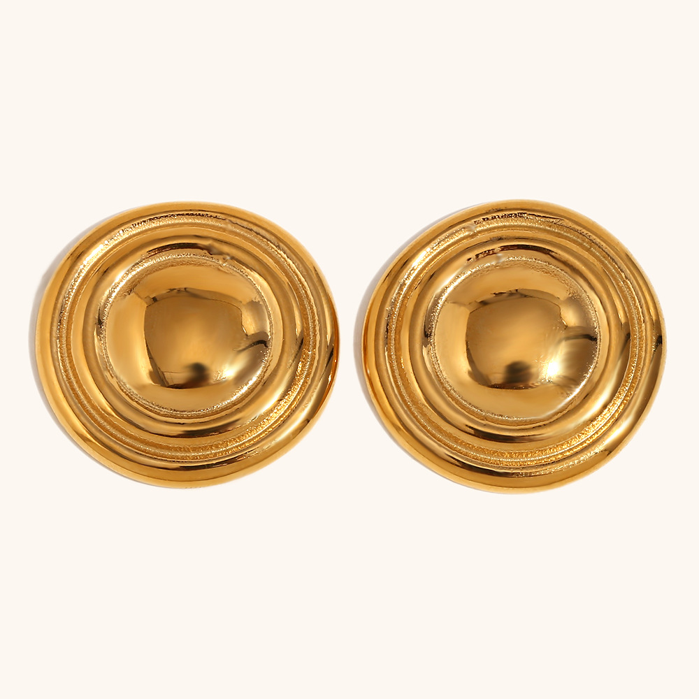 2:Round shield earrings-gold