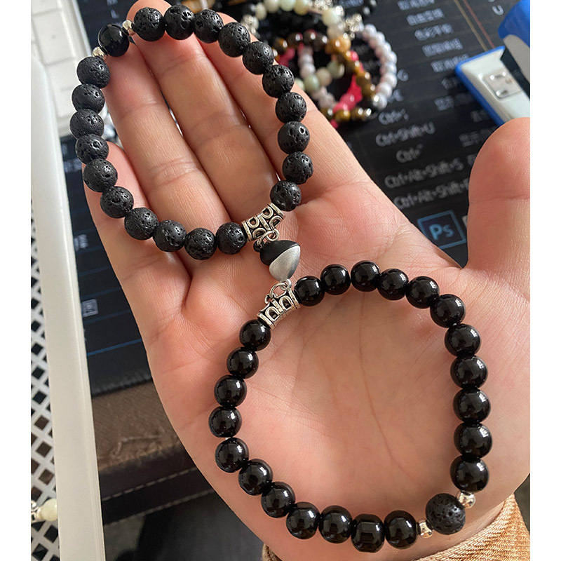 Frosted volcanic stone black and white love