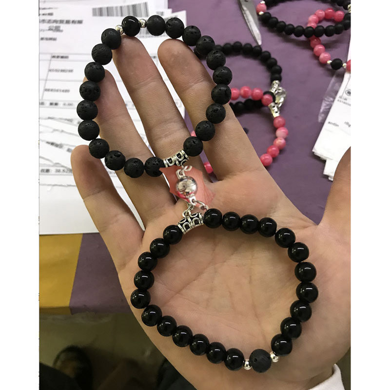 Volcanic stone bright black round