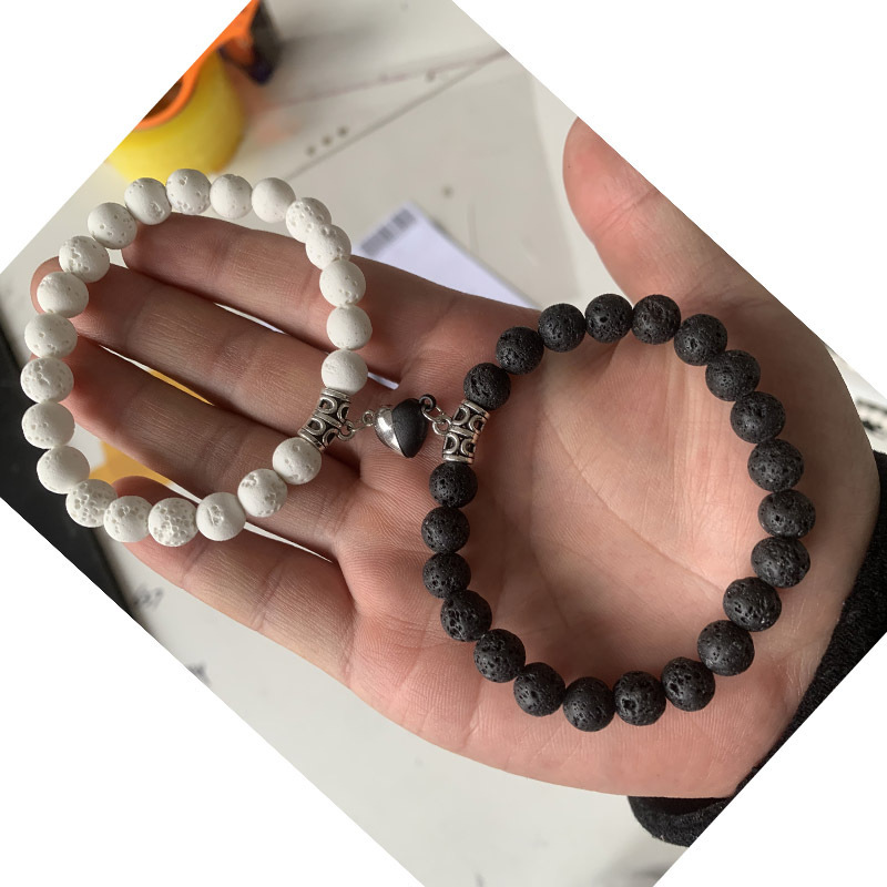 Volcanic stone white pine black and white