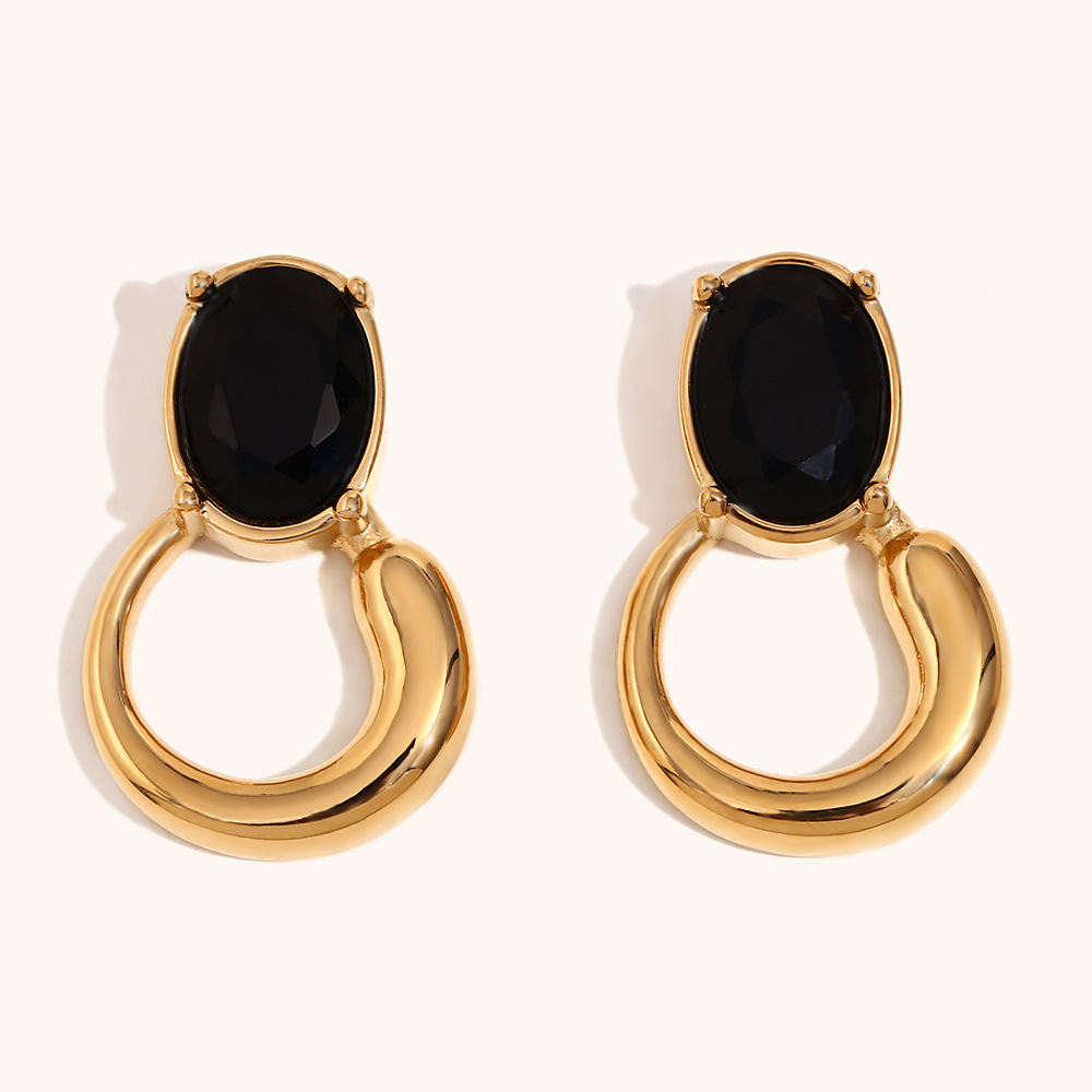 1:Black zirconium ring earrings-gold