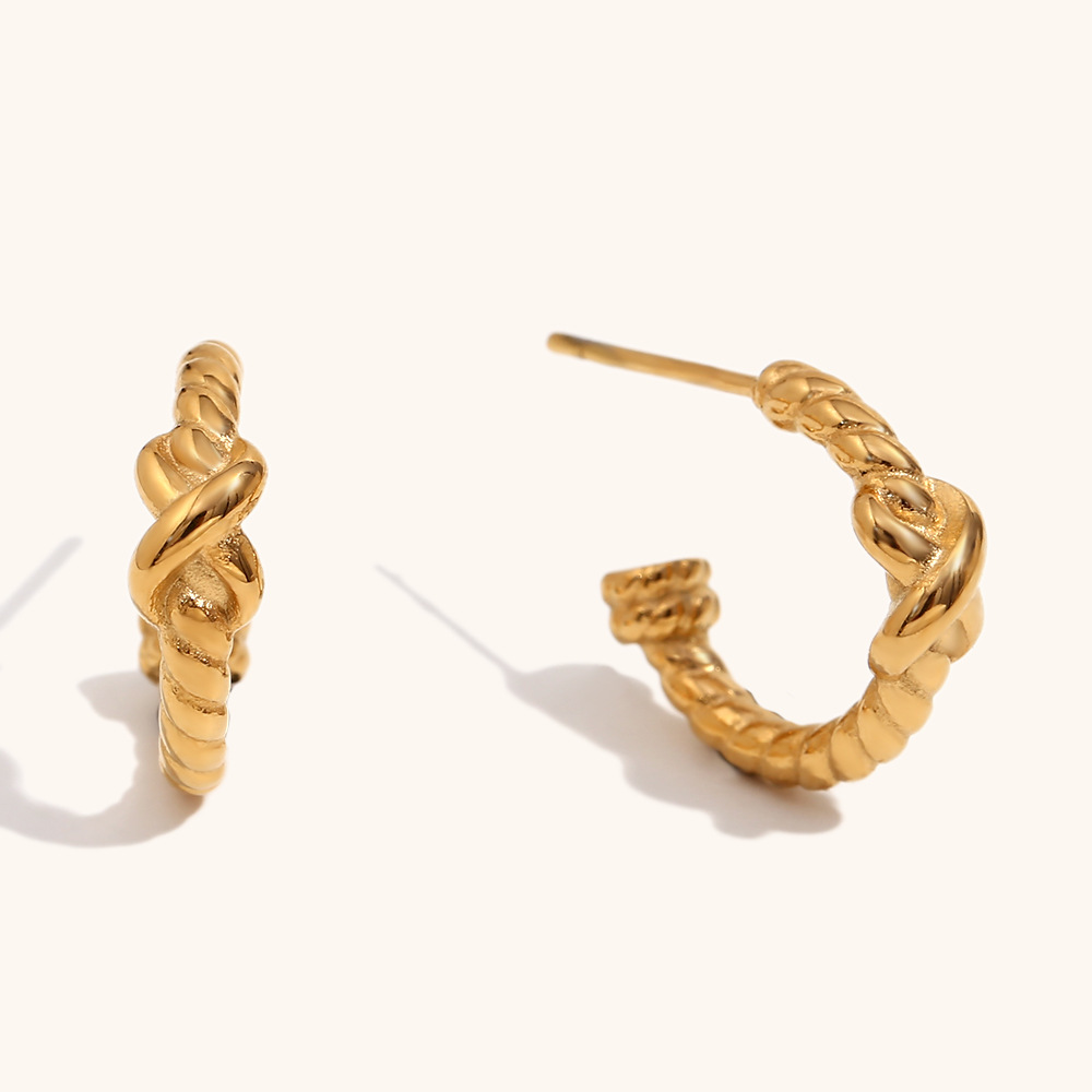 1:Spiral twisted small stud earrings-gold