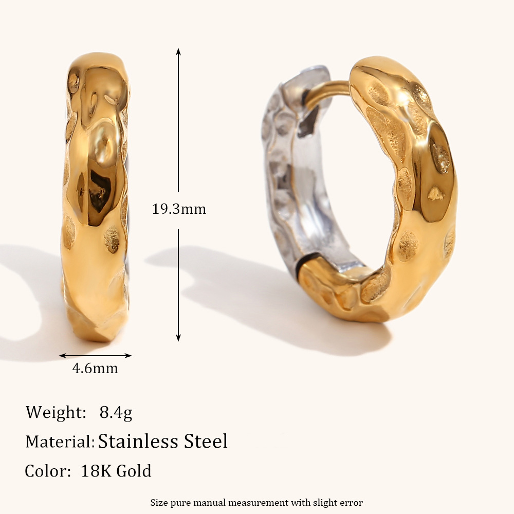 2:Irregular moon surface closed loop earrings-two-color-19mm