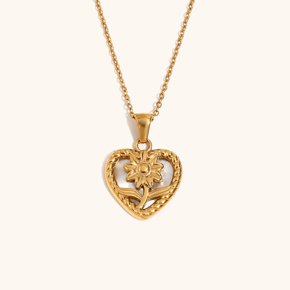 1:Shell flower love necklace-gold