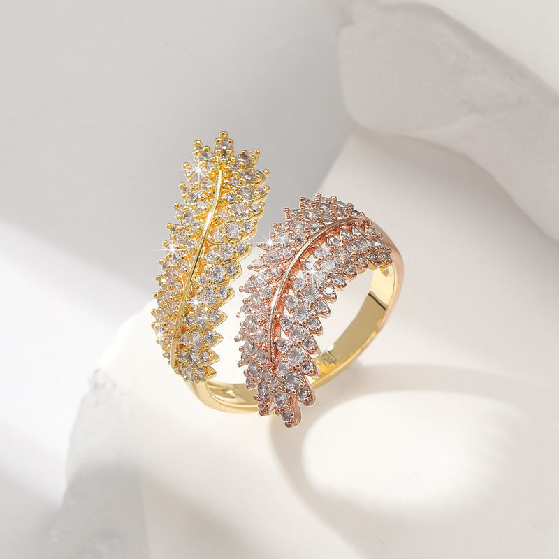 1:【hs】#Rose gold and 18k gold wheat ear ring