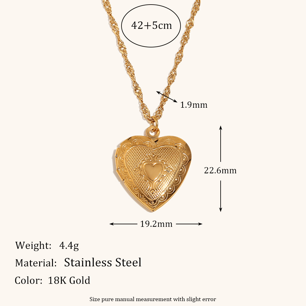 3:Holy cup love plaid photo box pendant necklace-gold