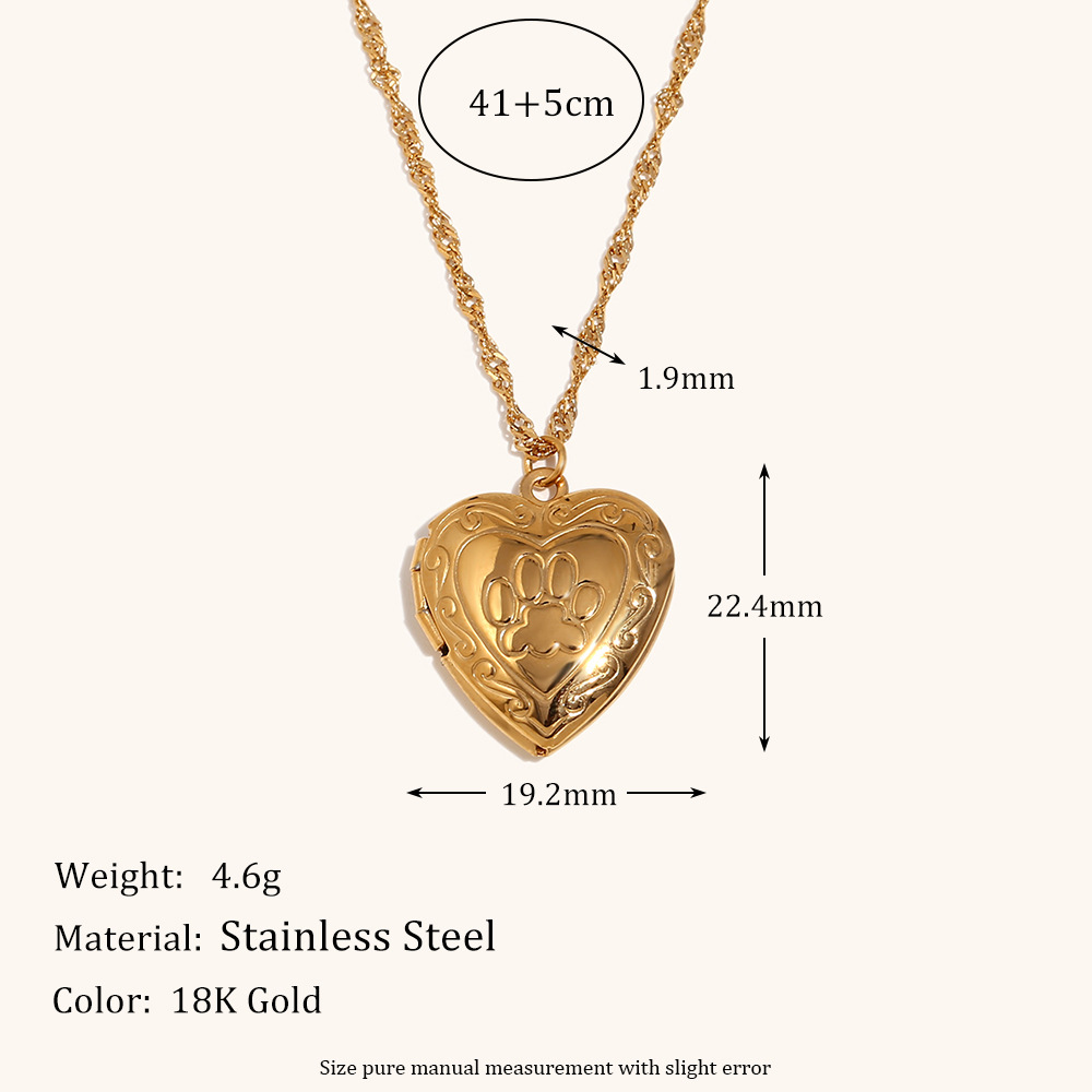 5:Wolf claw love photo box pendant necklace-gold