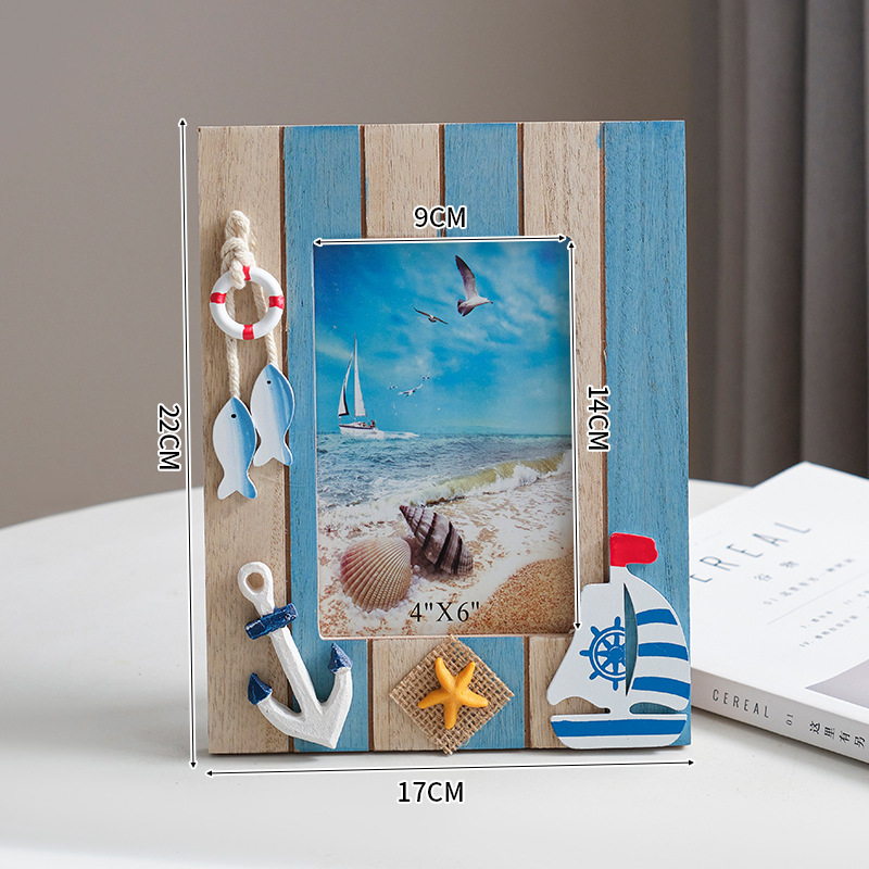 6 Inch Retro Blue Sailing Vertical Photo Frame