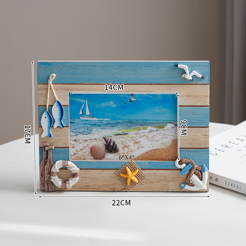 6 inch retro blue pulp horizontal photo frame