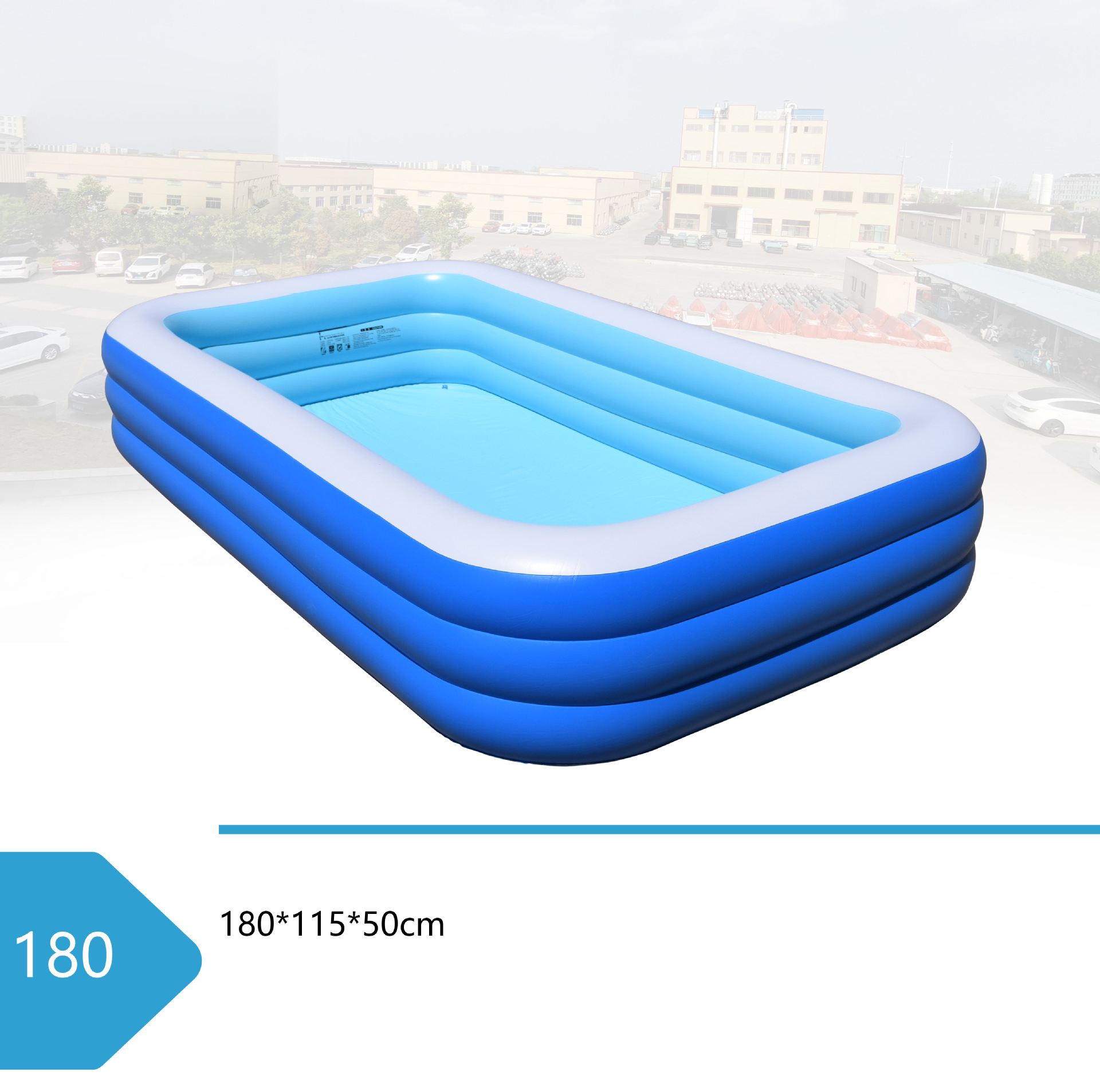 180 blue and white three-layer pool flat bottom [pe bag]