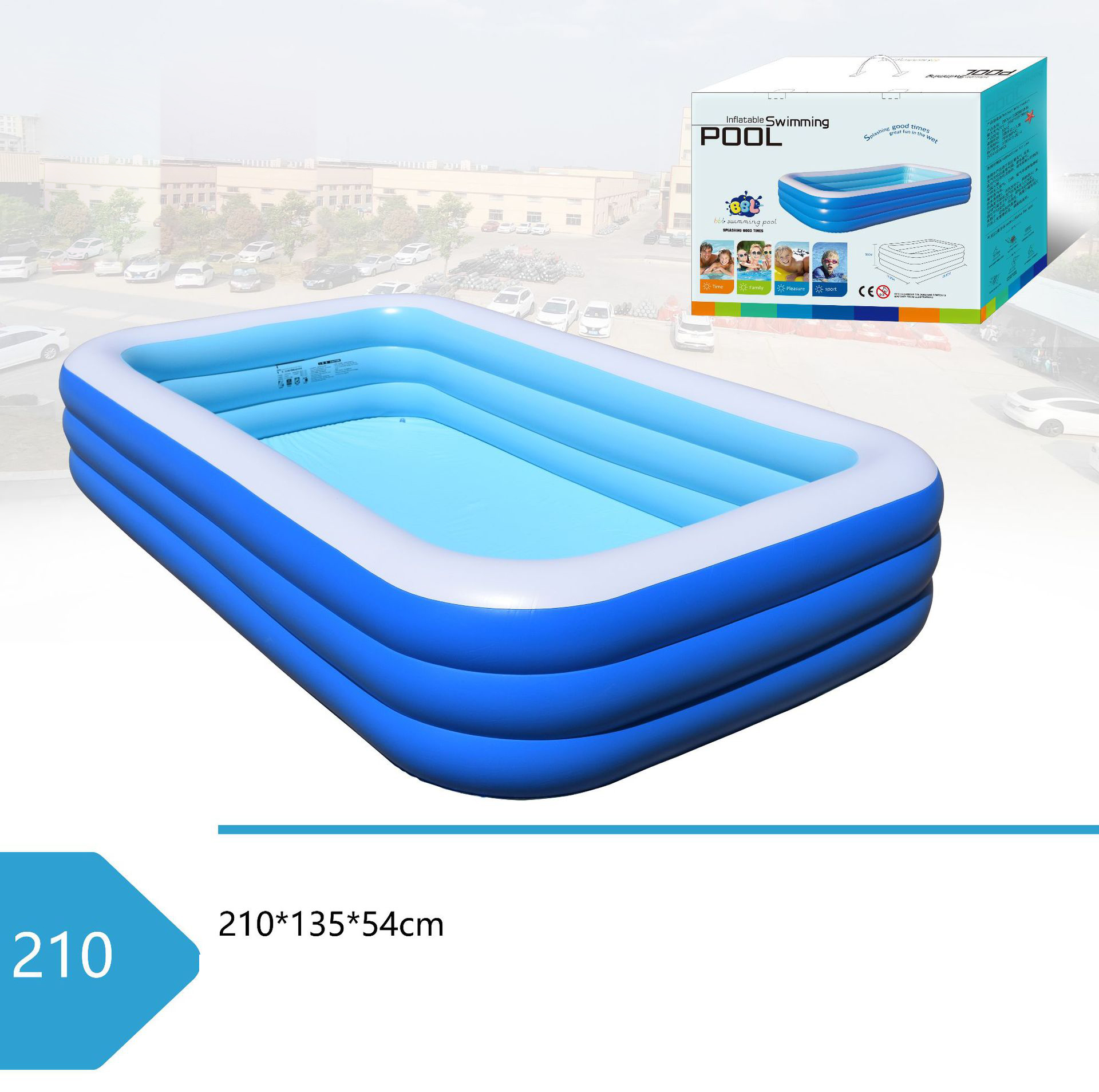 180 blue and white three-layer pool flat bottom [color box]