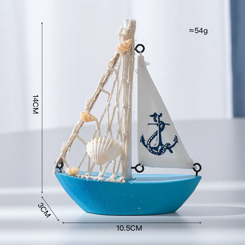 14cm sailboat light blue bottom anchor