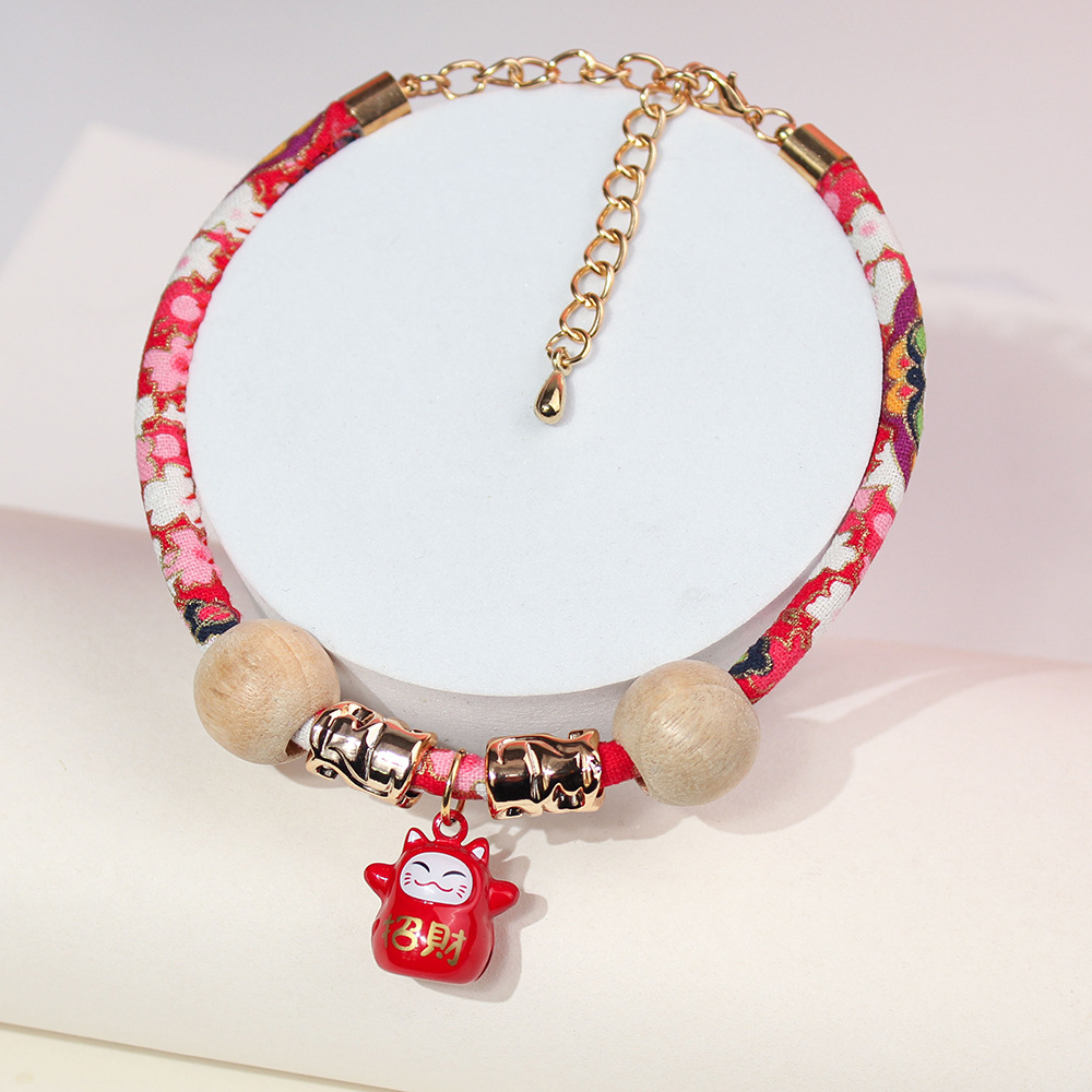 Necklace - Fortune Cat red