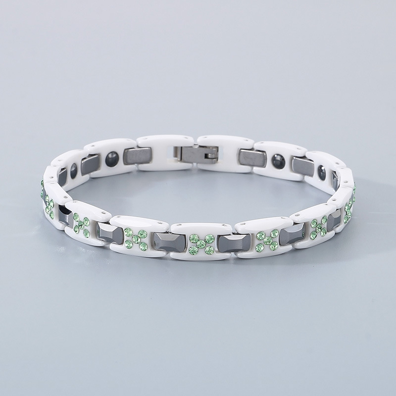 6:White ceramic green diamond kb186887-ts